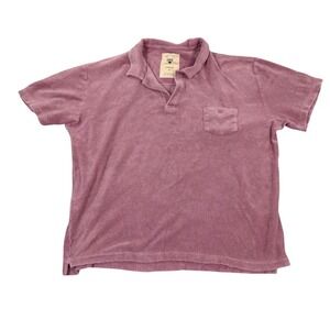 OAS Terry Polo Shirt Mens XL Mauve Soft Cotton Beach Summer Casual Logo Pocket